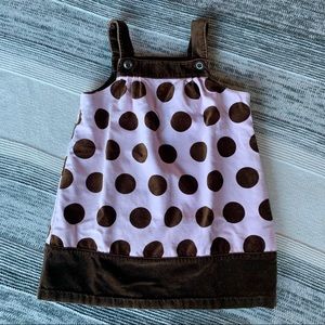 Polka dot velvety overall dress